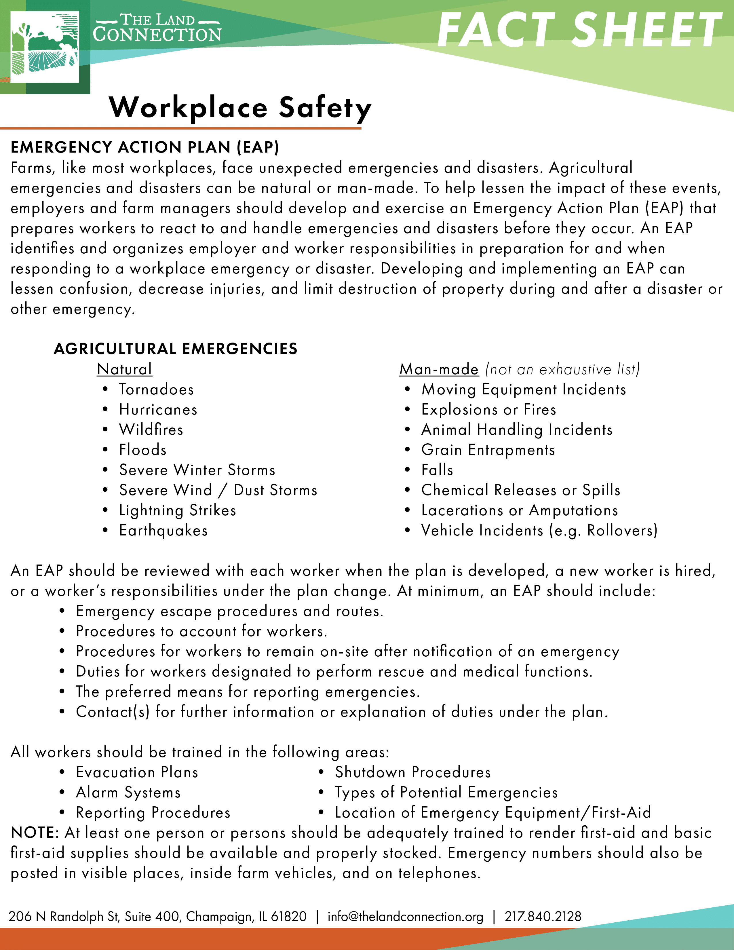 Farm Workplace Safety Fact Sheet The Land Connection